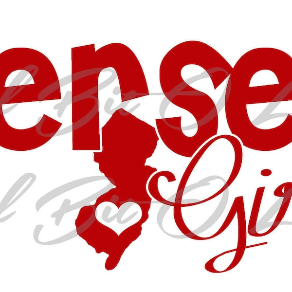 Jersey Girl Vinyl Decal Sticker Heart NJ State Outline with Script Girl Sticker New Jersey