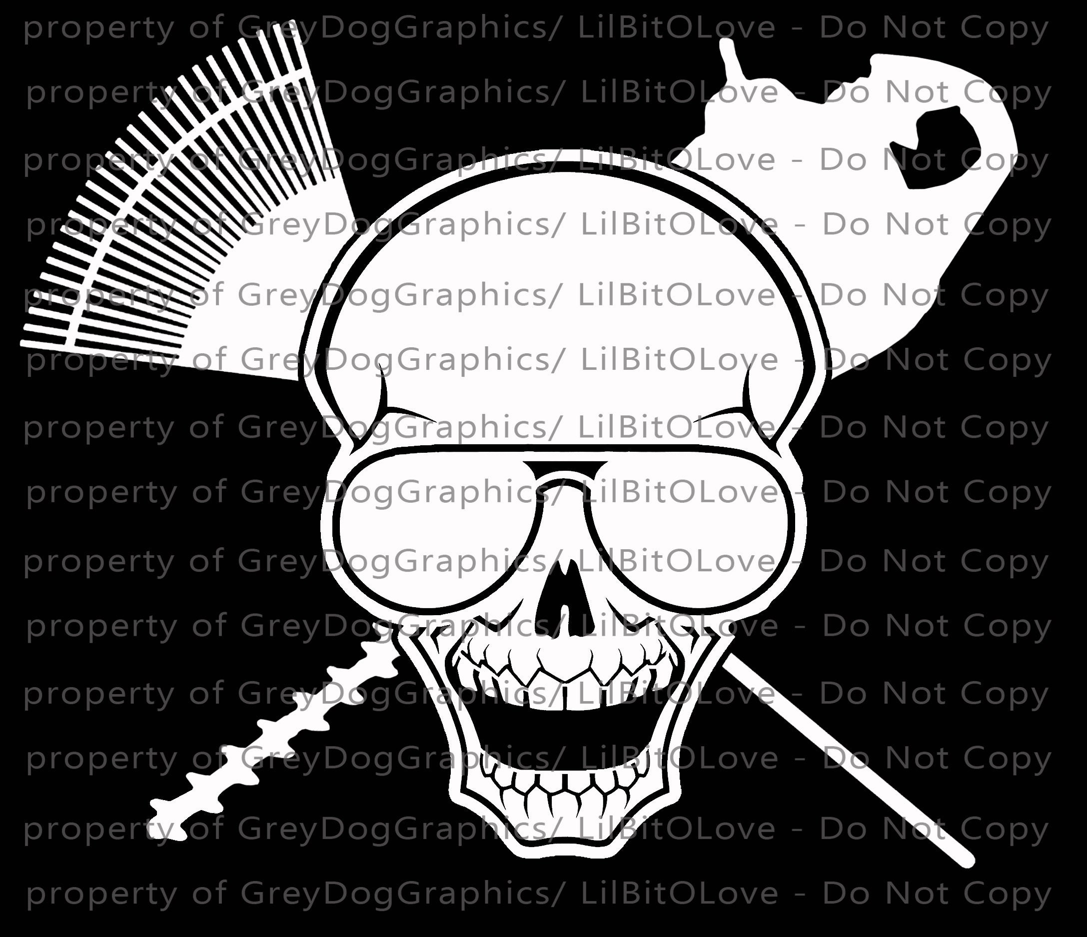 Landscape Skull Vinyl Decal Rake With Sunglasses Hedger | Etsy