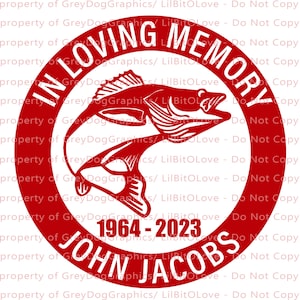In Loving Memory Walleye Vinyl Decal Name Years Custom Personalized Sticker Fishing Fish