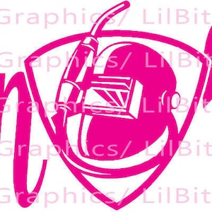 Script Woman Welder with Hood Mask Vinyl Decal with Lady Welding in the Center Female Girl Weld