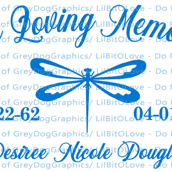 In Loving Memory Dragonfly Vinyl Decal Name Dates Custom Personalized Sticker