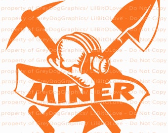 Miner Tools Hardhat Light Shovel - Pickaxe Vinyl Decal Mining Sticker Mine Coal Gold Argent