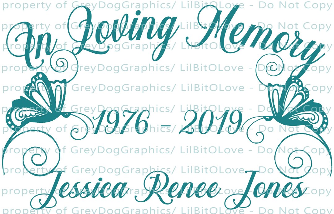 In Loving Memory Butterfly Frame Vinyl Decal Name Dates Custom ...