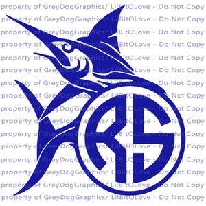 May include: Blue and white peace sign with a blue marlin silhouette jumping over it. The text "Lil BitOLove - Do Not Copy" is repeated multiple times on the image.