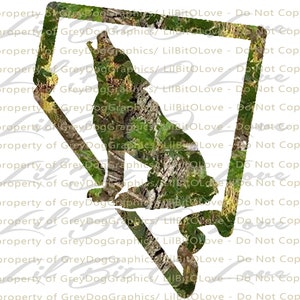 State of Nevada NV Outline with Coyote Silhouette in the Center Howling Vinyl Decal Sticker Hunt Hunter Hunting