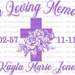 In Loving Memory Cross and Roses Christian Vinyl Decal Name Dates Custom Personalized Sticker