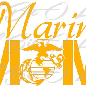 Marine Mom Stacked design with EGA Vinyl Decal Sticker USMC Marine Corps Mother Mum