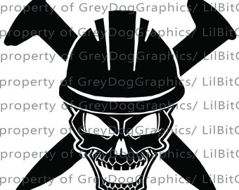 Hardhat Sized 4" Train Railroad Skull with Spikes Vinyl Decal Sticker Worker Work Conductor Engineer Train Locomotive Rail