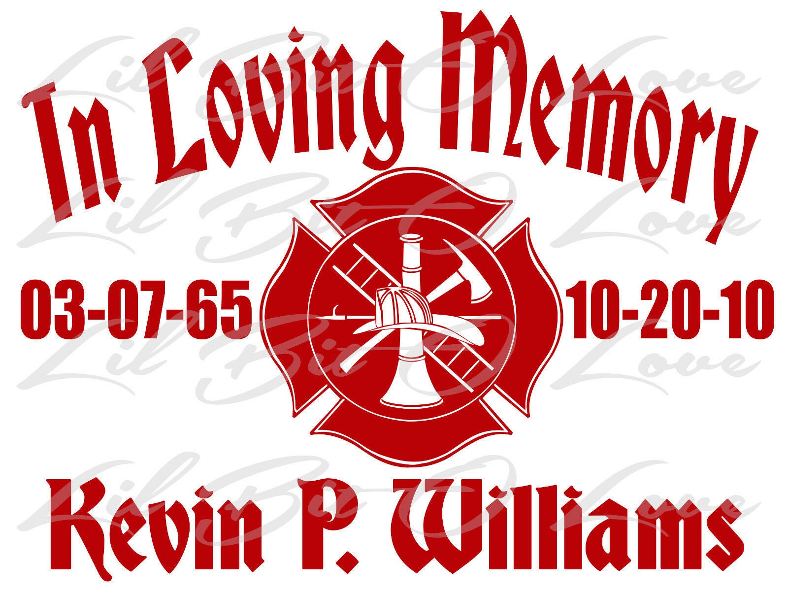 In Loving Memory Fireman Vinyl Decal Name Dates Custom Personalized ...