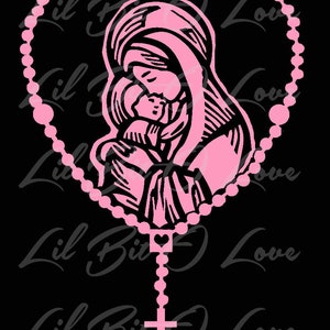 Holy Rosary Vinyl Decal with Mary & Jesus in the Center Sticker Christian Religious Catholic