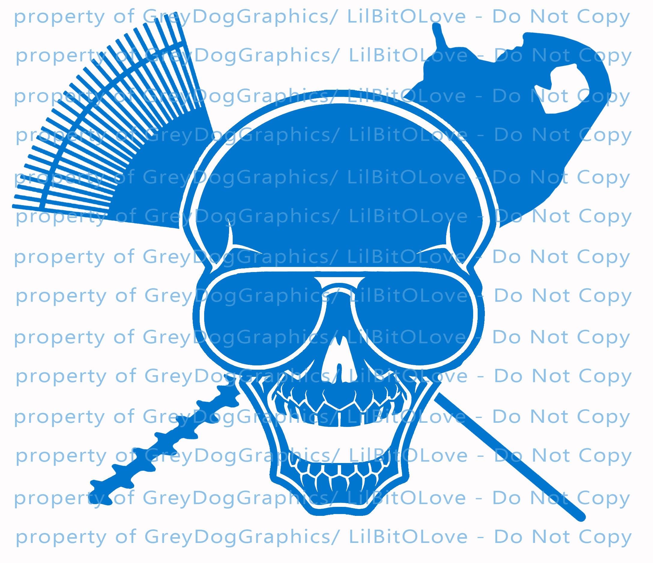 Landscape Skull Vinyl Decal Rake With Sunglasses Hedger | Etsy