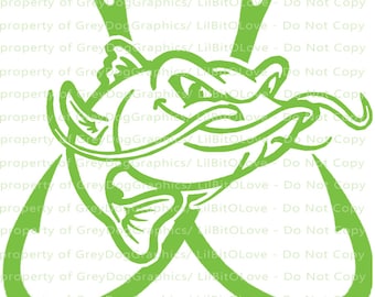 Mean Angry Catfish Fish Over Crossed Fish Hooks Vinyl Decal with Catfish Fishing Sticker Hook Fisherman