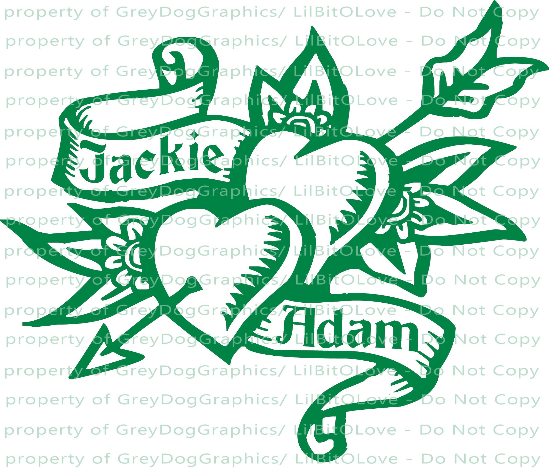 Double Tattoo Heart Custom Personalized Vinyl Decal Sticker Names Couples'  - Etsy, image size:2100x1800