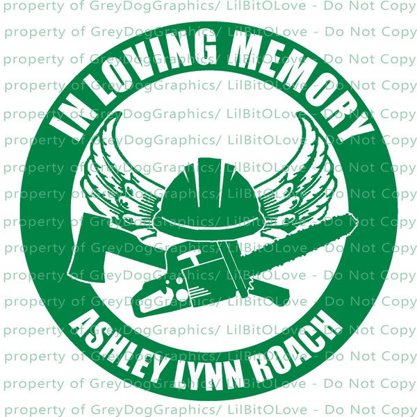 In Memory with Logger Logging Chainsaw Axe Vinyl Decal Sticker - Personalize with Name Timber Trees