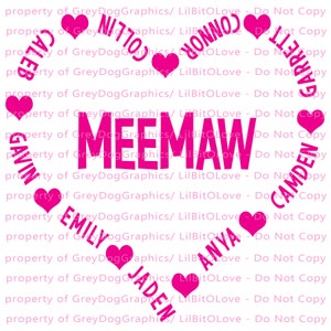Custom Personalized Grandma Heart with Grandkid Names Creating the Heart Meemaw Gram Granny Grandmother