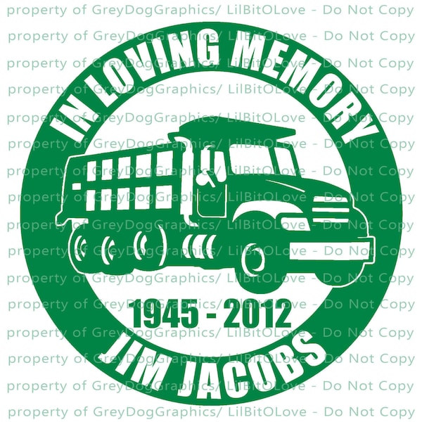 In Memory Dump Truck Vinyl Decal Sticker - Personalize with Name and Years Construction Worker