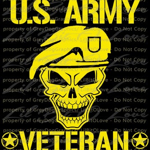 Army Skull Veteran Soldier Vinyl Decal Sticker United States Military Vet Retired