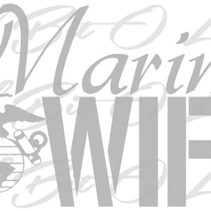 Marine Wife Stacked design with EGA Vinyl Decal Sticker USMC Marine Corps Love