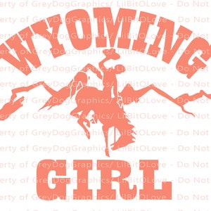 Yeti Sized Fits RTIC Yeti Hogg Wyoming Girl Vinyl Decal Sticker with Bucking Bronco and Cowboy Western