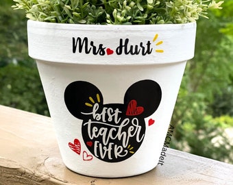 Best Teacher Ever | Personalized Flower Pot | Mickey Planter | Custom Plant Pot | Mickey Mouse gift | Teacher Gift | Teacher Appreciation