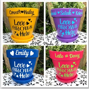 6in Personalized flower Pot | Custom Name Flower Pot | Design Your Own | Plant Holder | Gift Idea | Love Grows Here Gift | Colorful Planter