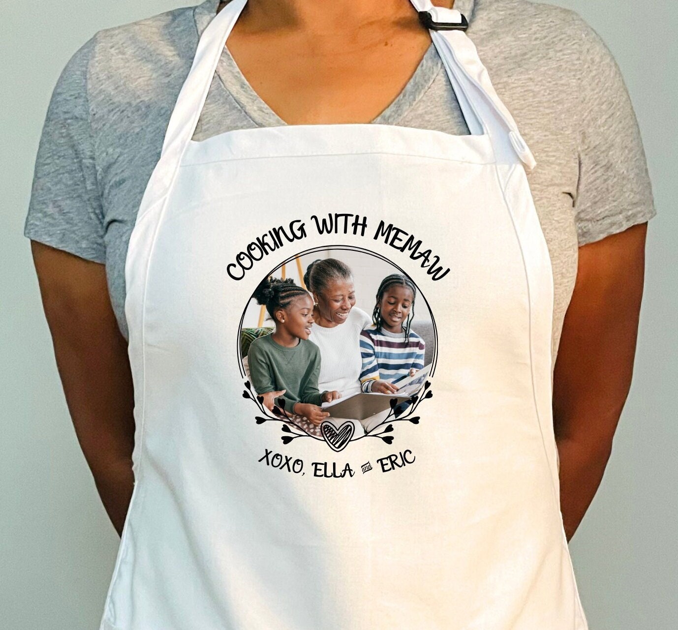 Personalized Photo Apron | Kitchen Apron | Baking Apron | Keepsake Gift | Grandma Gift | Memaw Gift | Mothers day Gift | Gift For Mom |