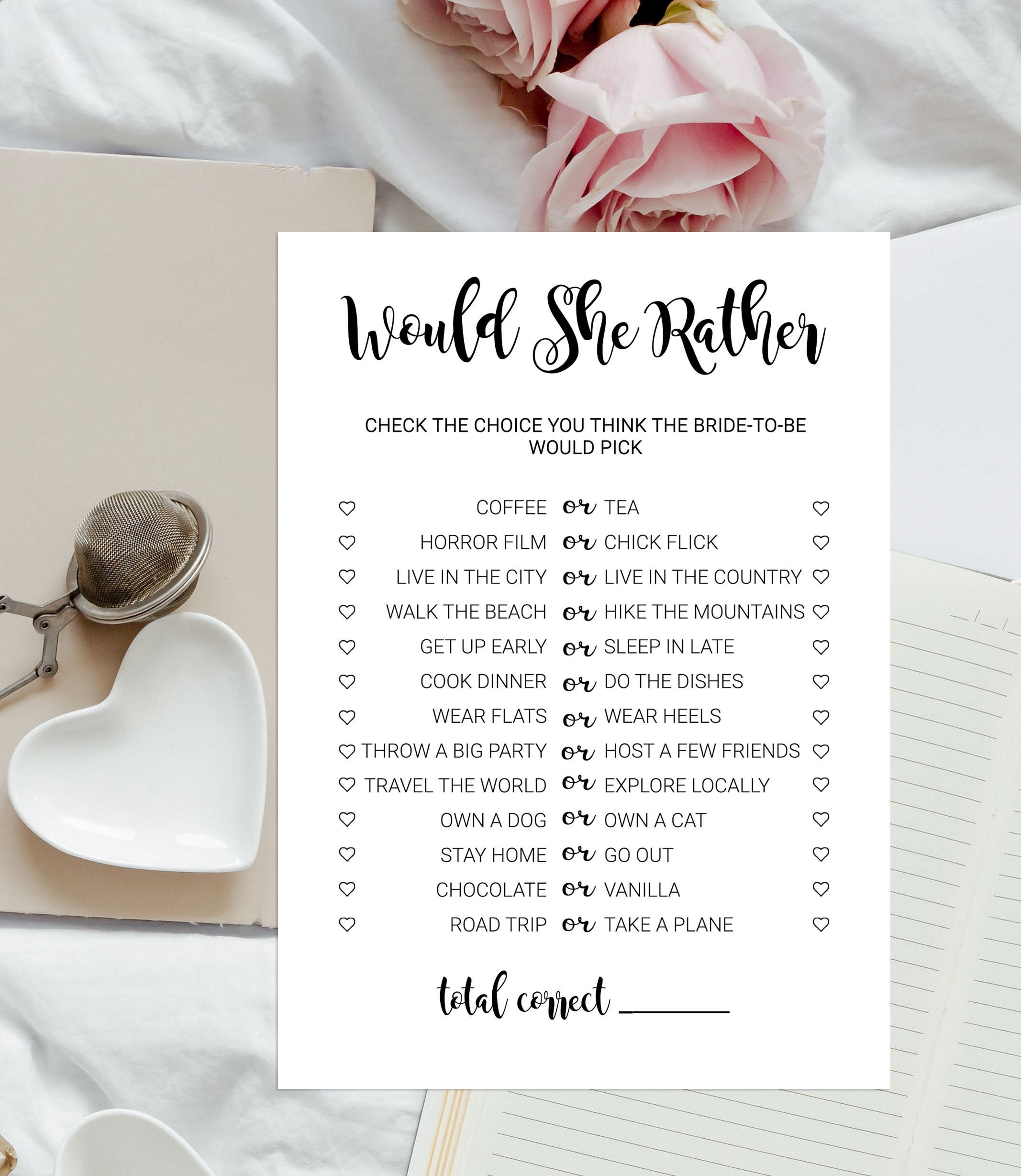 Would She Rather Bridal Shower Game Bridal Shower Game Etsy Would She 