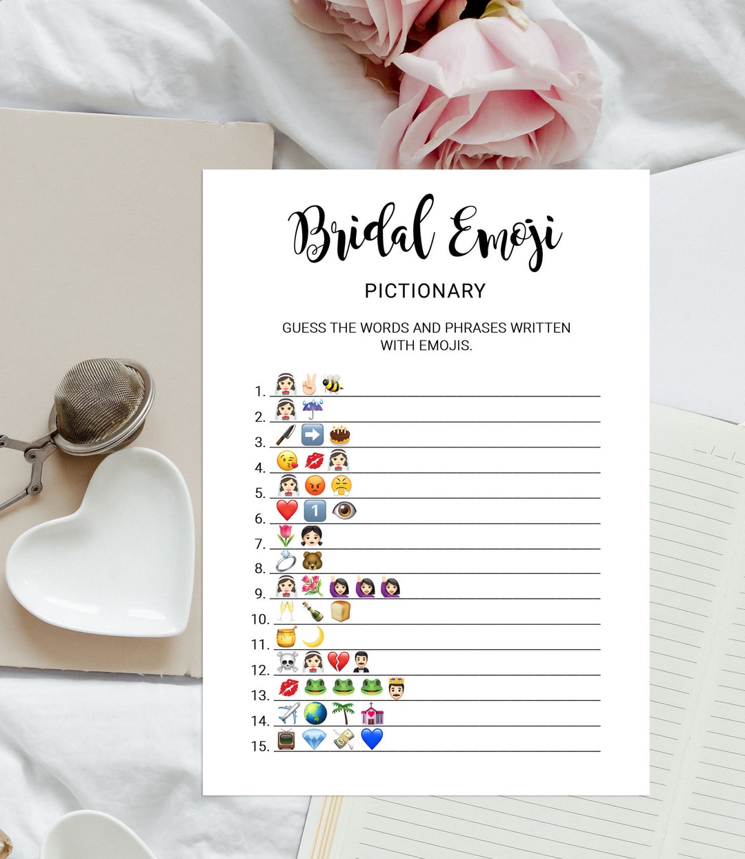 Bridal Emoji Game Bridal Shower Game Printable Wedding Emoji Etsy
