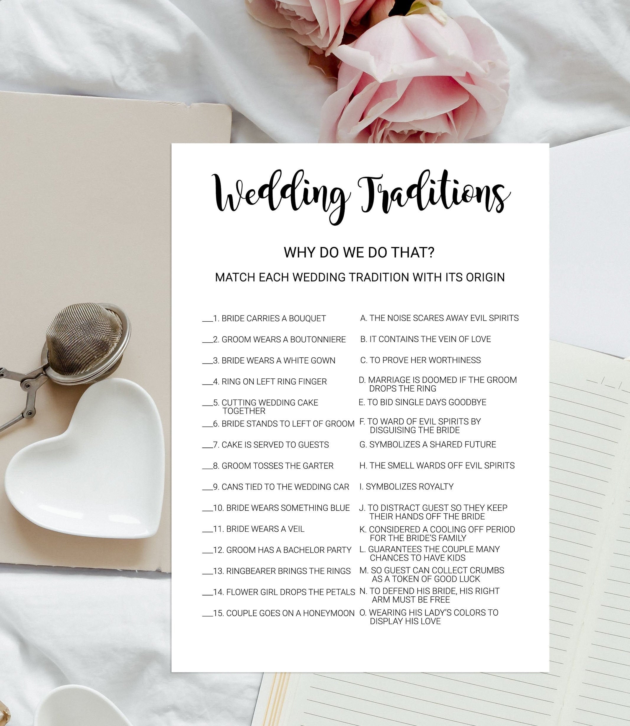 Wedding Traditions Bridal Shower Game Wedding Shower Game. Etsy