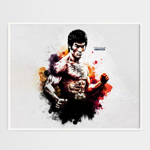 Bruce Lee Wall Art Martial Arts Watercolor Oil Painting Print