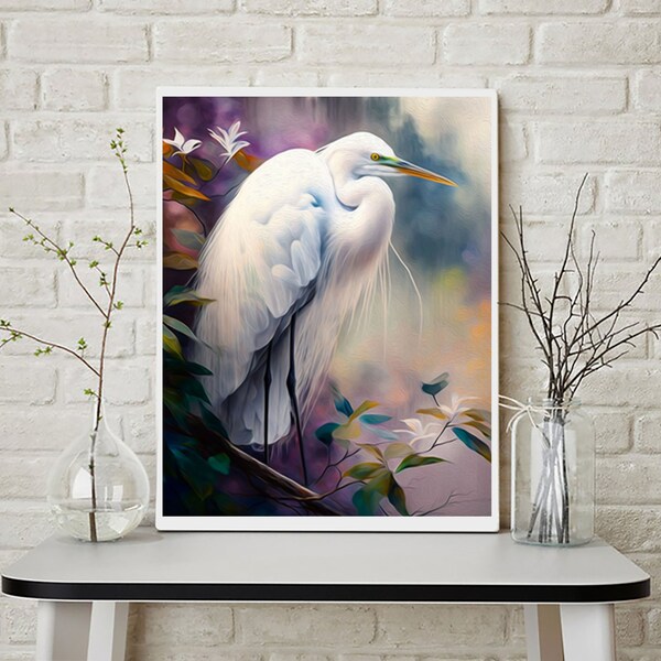 Egret Painting Etsy