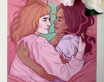 Loving Embrace - Lesbian Couple Art Print