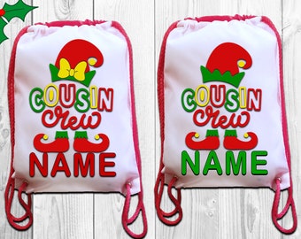 Personalized Santa Sack, Cousin Crew, Elf Christmas Sack Bag, Custom Christmas Gift Bag, Name  Santa Bag ,Christmas Gift For Kids
