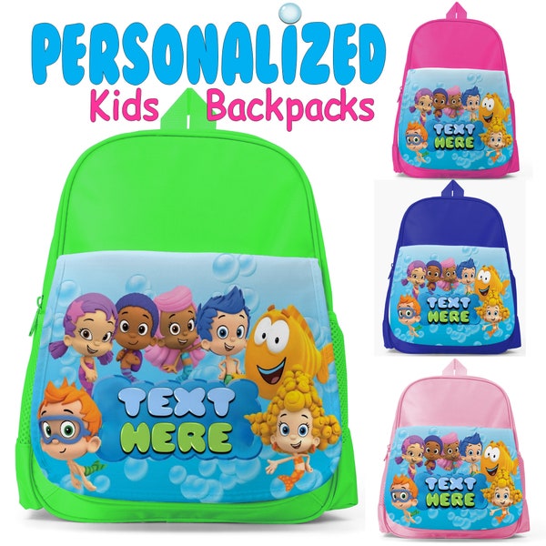 Bubble Guppies Party, Bubble Guppies Personalized Toddler Backpack, Bubble Guppies Party Kids Backpack, Kids Book Bag, 4 Colors