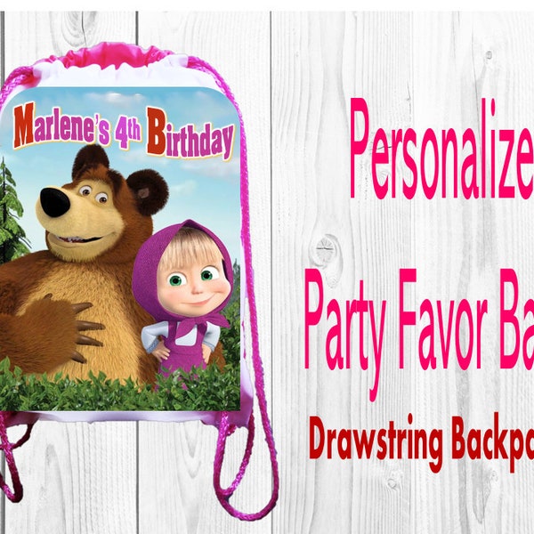 Masha and the Bear Party, Personalized Favor Bags, Masha and the Bear Party Favors, Masha Birthday Paty,  8"x11" and 11"x15"inches