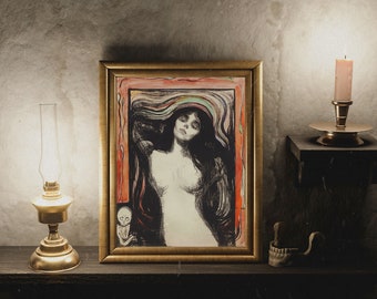 Edvard Munch Illustration, Witchy Art, Altar Items, Madonna (ca. 1895–1896), Halloween Decor, Vintage Art, Pagan Art, Giclee Print, Spells