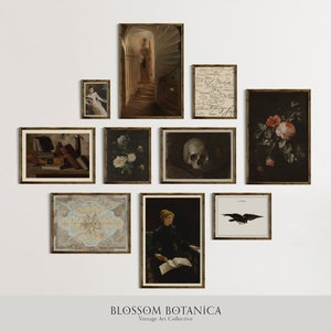PRINTABLE | Dark Academia Gallery Wall, Moody Gallery Wall, Vintage Prints, Witchy Art, Dark Art, Still Life, Staircase, Painting of Books