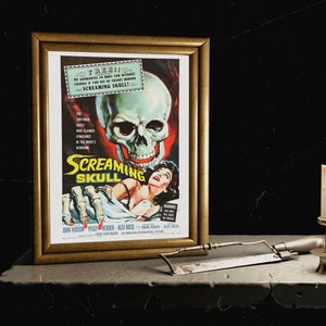 The Screaming Skull, Film Poster, 1958 Horror Film, Horror Movie, Halloween Art, Skull Poster, Vintage Movie Poster, 1950s Movie, Vampire