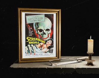 Der schreiende Schädel, Filmplakat, 1958 Horrorfilm, Horrorfilm, Halloween Kunst, Schädel Poster, Vintage Filmplakat, 1950er Jahre Film, Vampir