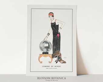 1920s Fortune Teller, Crystal Ball, George Barbier Psychic, Tarot Card, Fashion Wall Art, Giclee Print, French New Wave, Flapper Girl Print
