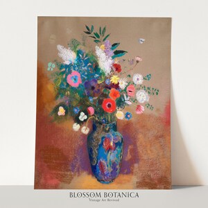 Bouquet of Flowers, Odilon Redon, Neon Flowers, Oil Painting, Still Life, Giclee Print, Flowers in Vase, Valentines Day, Poppies, Colorful
