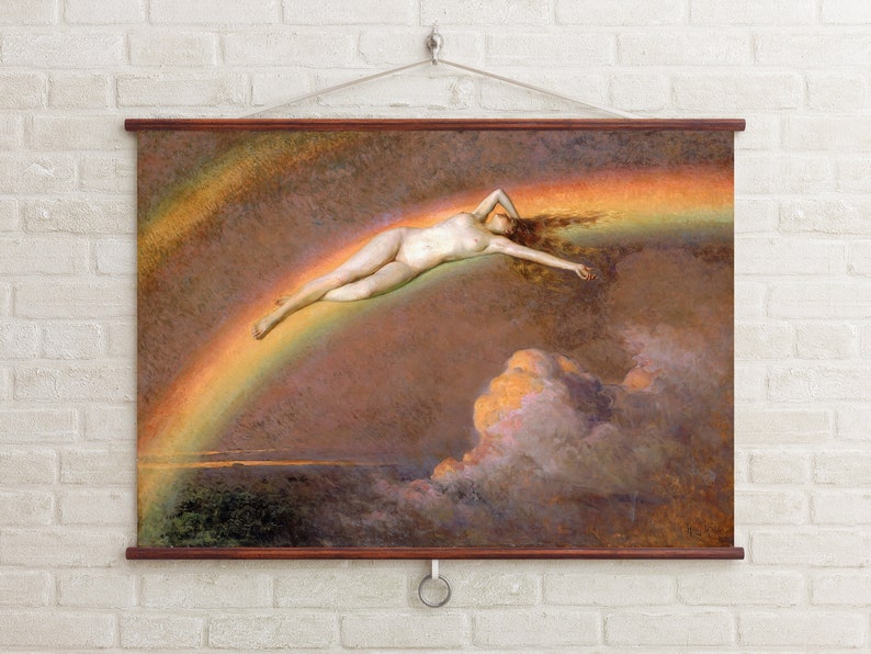 The Spirit of the Rainbow, Henry Mosler, Mythological Woman, Flying Fairy, Greek Mythology, Oil Painting, Witchy Art, LGBTQ Art, 16x20 24x30 image 2