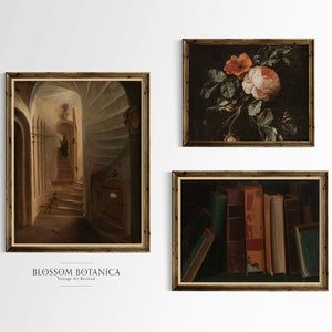 PRINTABLE | Dark Academia Gallery Wall, Moody Gallery Wall, Vintage Prints, Witchy Art, Dark Art, Still Life, Staircase, Painting of Books