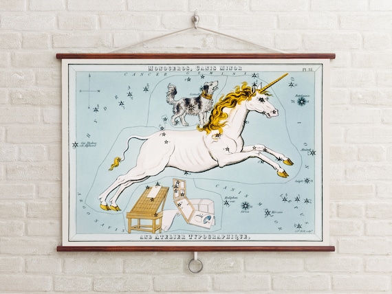 Sidney Hall’s (1831) Monoceros | Unicorn Print | Astronomical Chart | Canis Minor | Atelier Typographique | Astrology Art | Giclee Print