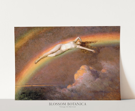 The Spirit of the Rainbow, Henry Mosler, Mythological Woman, Flying Fairy, Greek Mythology, Oil Painting, Witchy Art, LGBTQ Art, 16x20 24x30