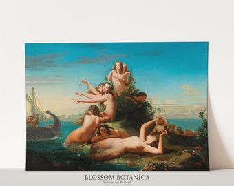 The Sirens Call for Odysseus, 19th Century, Homers Odyssee, Spanische Schule, Ölgemälde, griechische Mythologie, Sirenenkunst, Giclée-Leinwand