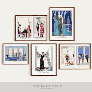 Gran fiesta de Gatsby, velada de los años 20, pared de la galería de moda francesa, arte gráfico, colección de George Barbier, grabados giclée, Art Déco, chica flapper