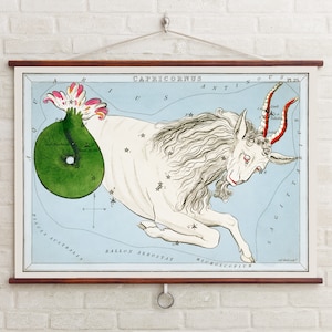 Constellation du Capricorne de Sidney Hall (1831) | Impression Capricorne | Cadeau d’astrologie | Impression Giclée | Horoscope du zodiaque Capricorne | Art des cartes de tarot