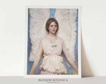 Sky Blue Angel | Abbott Handerson Thayer Art Print | 1800s Art | Oil Painting | Angel (1887) | Victorian Art | Gothic Art | Religious Art