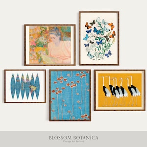Vintage Art Gallery Wall, Art from 1600s, 1700s, and 1800s, William Forsell Kirby, Jan Toorop, Watanabe Seitei, Ogata Korin, Japanese